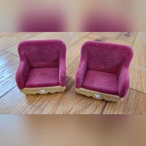 Sylvanian Families Red Flocked Armchairs Set of 2 – Calico Critters Epoch Furnit